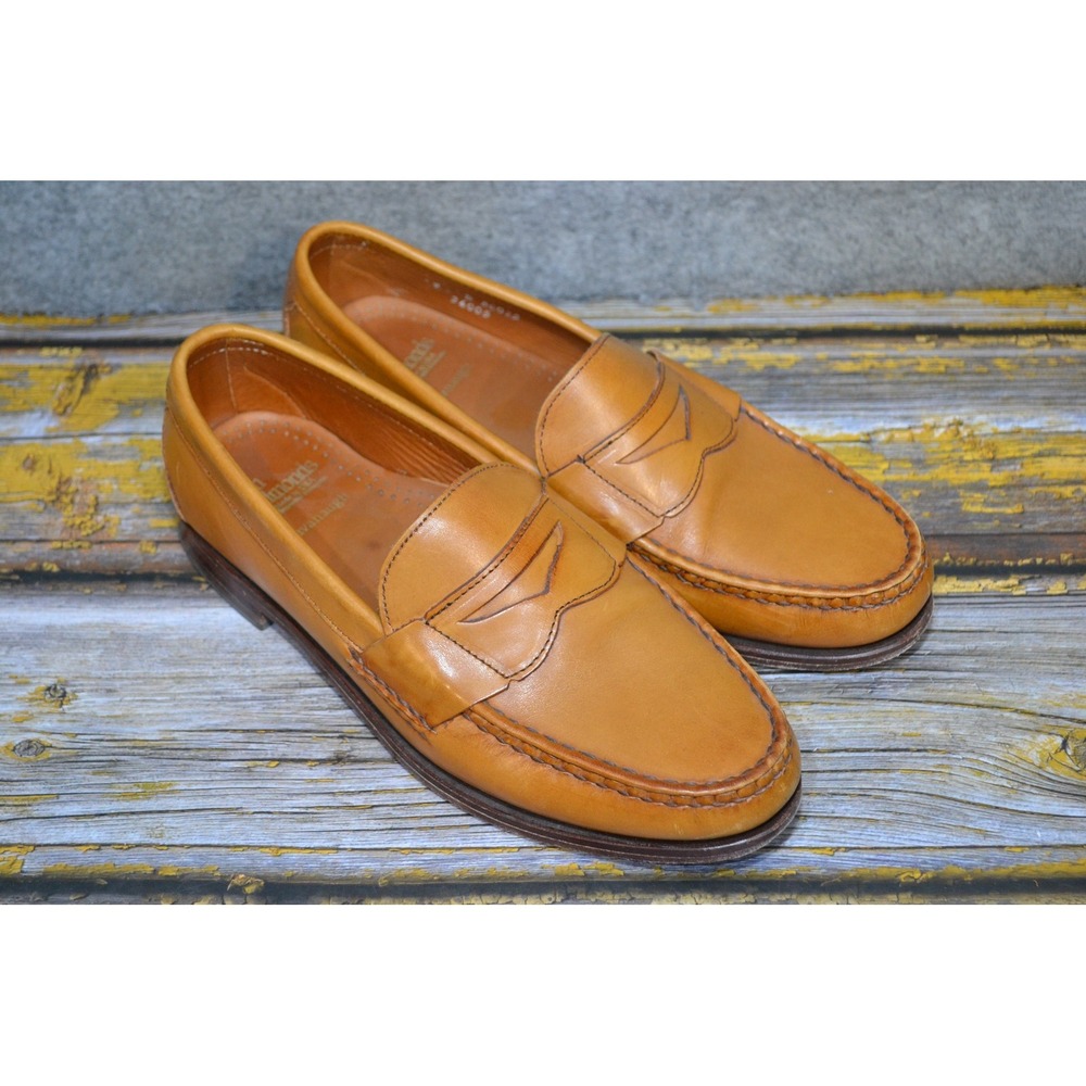 Allen Edmonds Cavanaugh Shoes Mens 9 Walnut Calfskin Leather Penny Loafers USA
